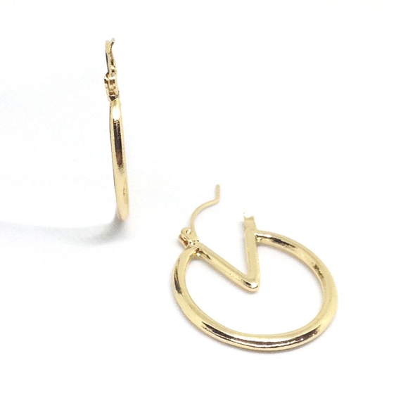 Earrings Hoop V Gold - Picture 2 of 4